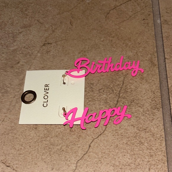 Jewelry - Pink Happy Birthday Earrings